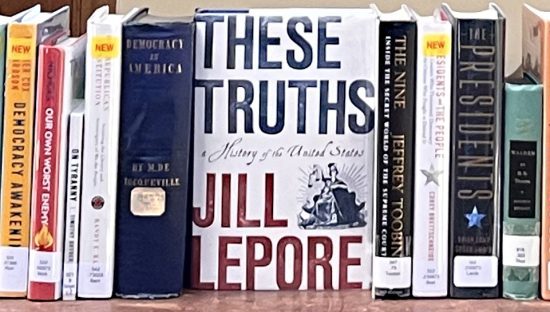 a shelf of history books