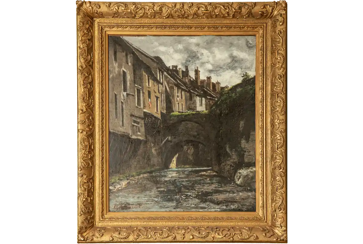 painting - Boy With Hat Fishing in River by Gustave Courbet